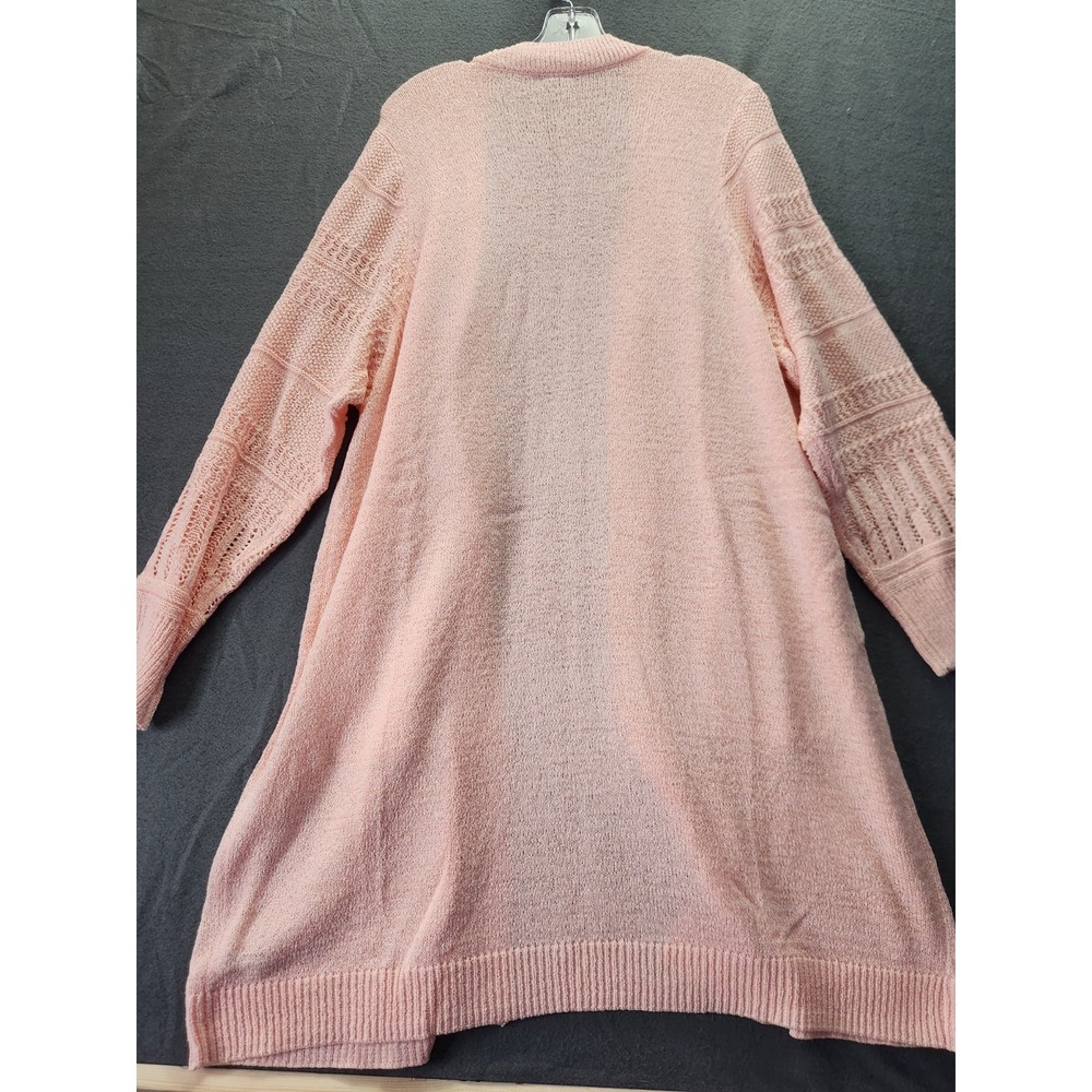 Torrid Sweater Plus Sz 3X Pink Cardigan Open Knit Long Duster Coastal Whimsy NWT - Picture 7 of 9